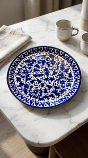 Blue Pottery Deep Round Serving Platter
