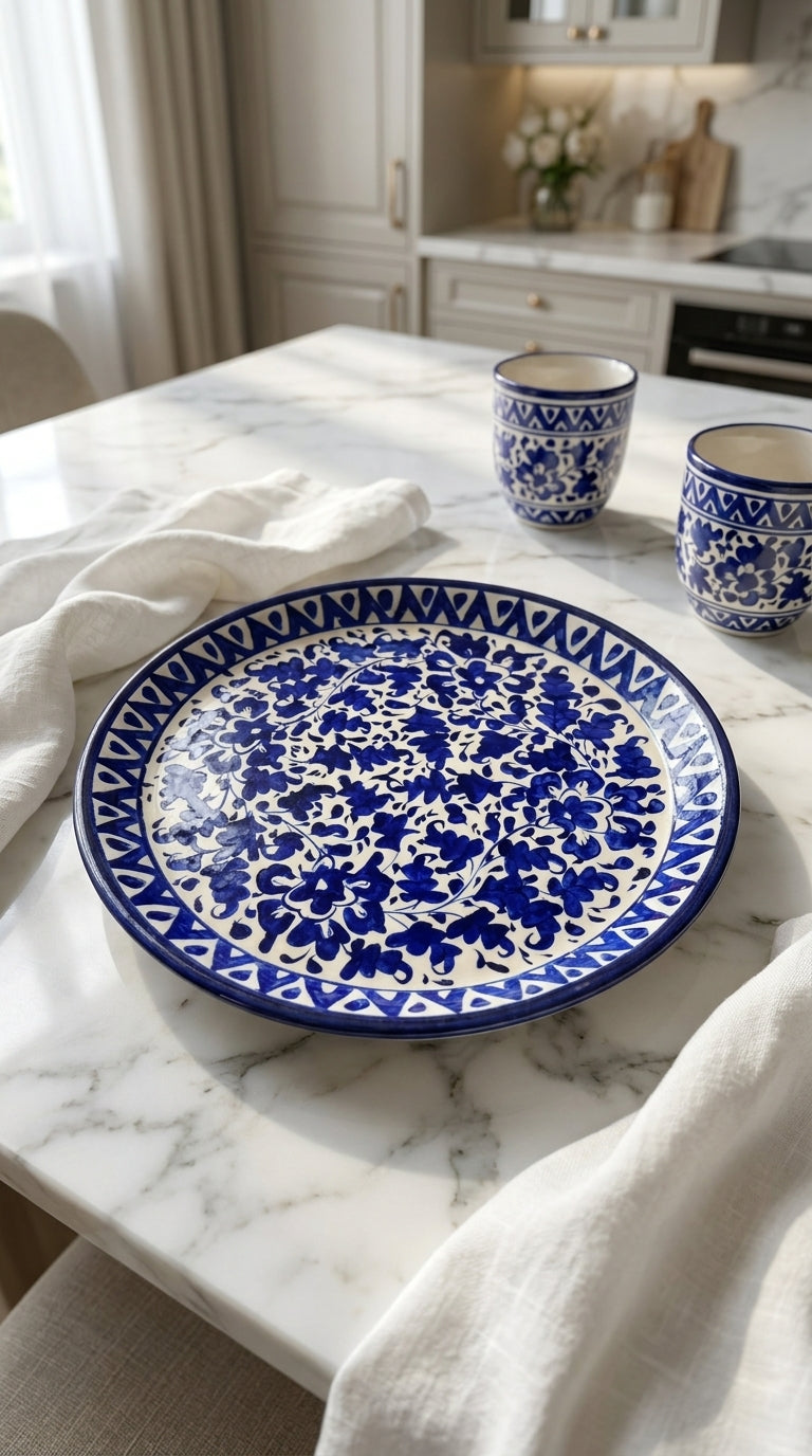 Blue Pottery Round Platter