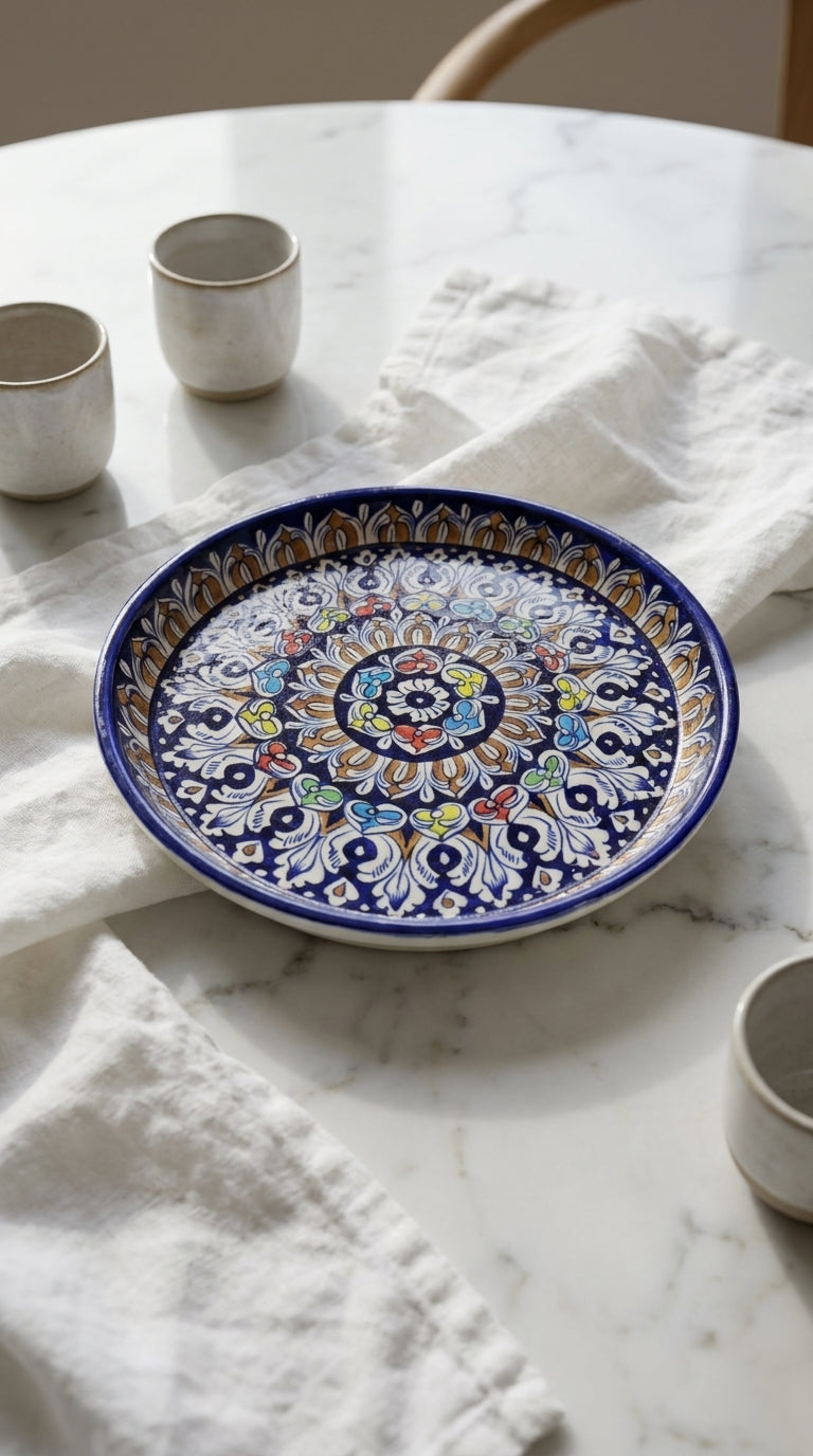 Multicolor Blue Pottery Deep Platter