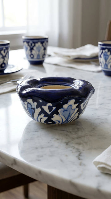 Blue Pottery Round Ashtray