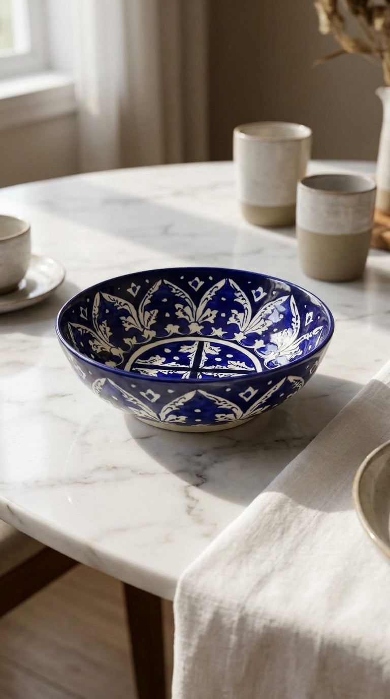Blue Pottery Round Bowl