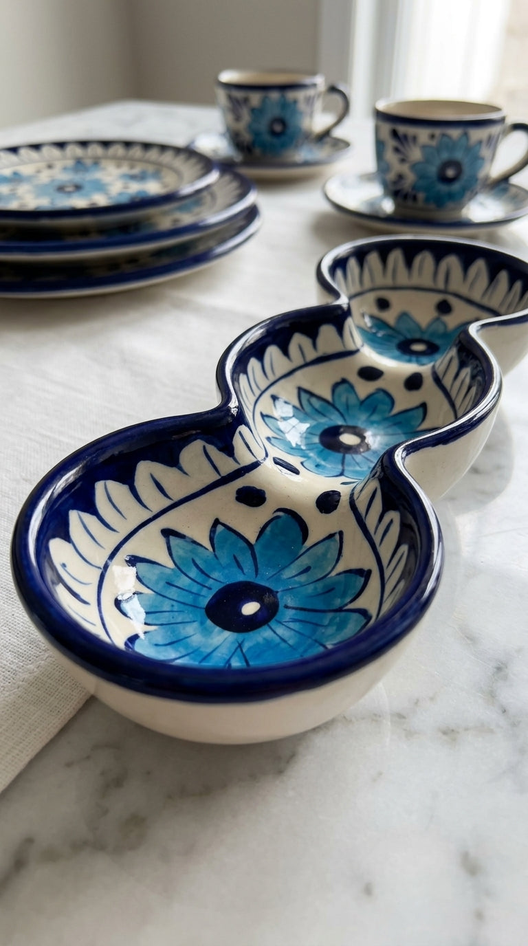 Blue pottery Condiment Tray