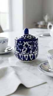 Blue Pottery Sugar Pot