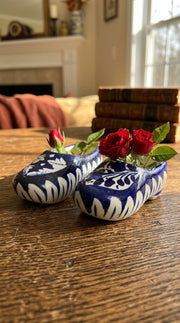 Blue Pottery Shoe Shaped Decor