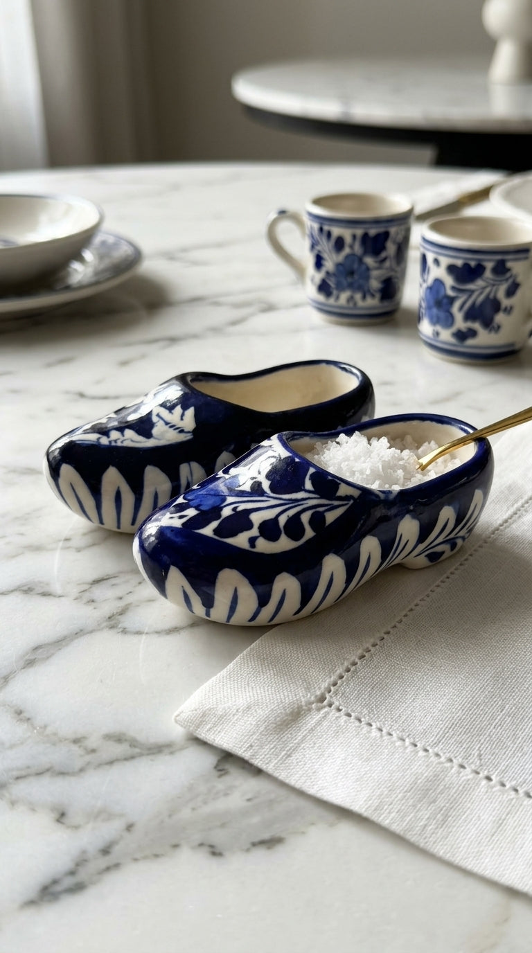 Blue Pottery Shoe Shaped Decor