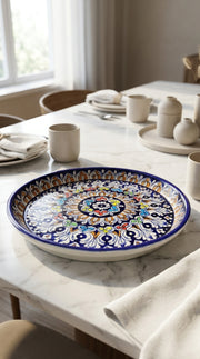 Multicolor Blue Pottery Deep Platter