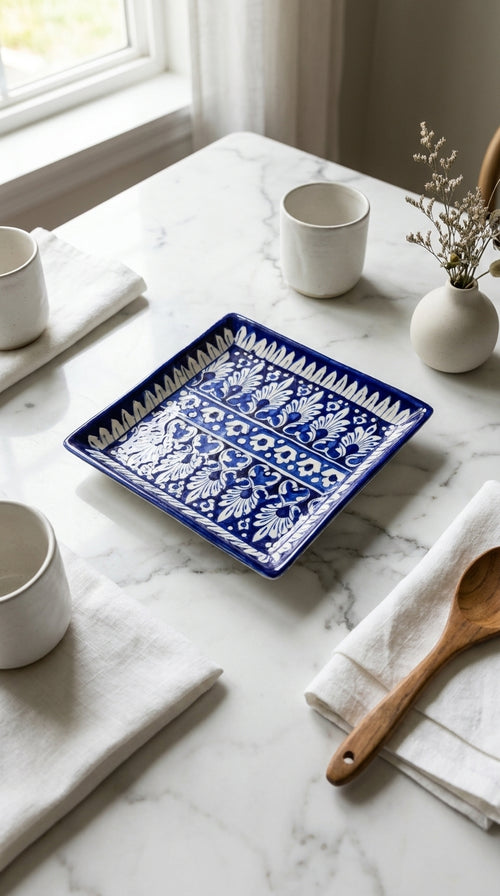 Blue Pottery Square Platter