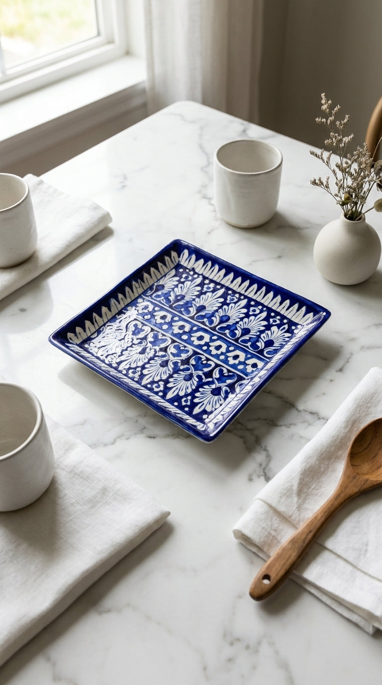 Blue Pottery Square Platter