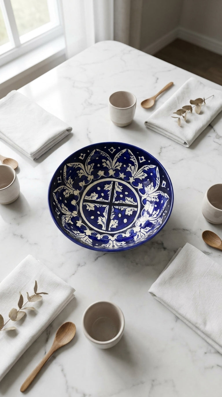 Blue Pottery Round Bowl