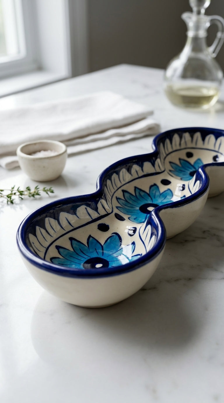 Blue pottery Condiment Tray