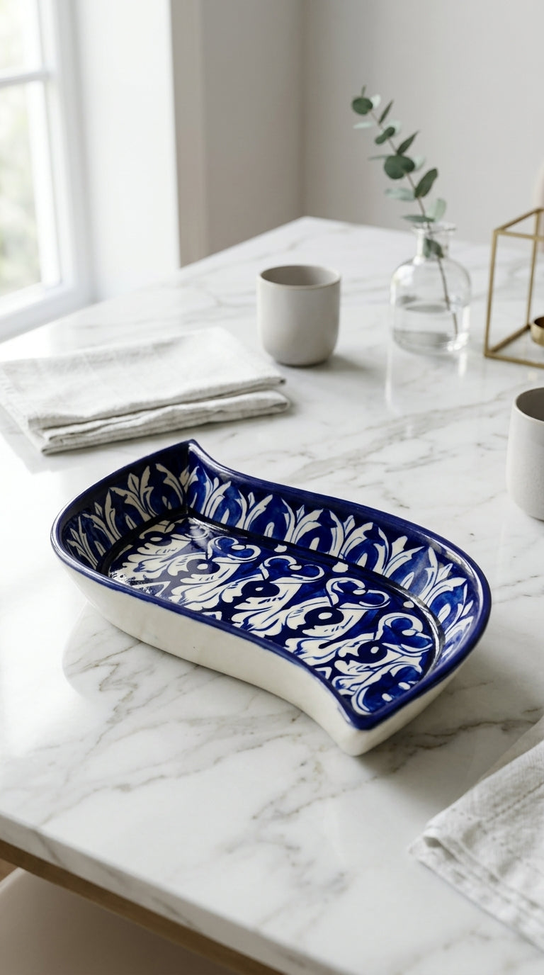 Blue Pottery Curved Trays