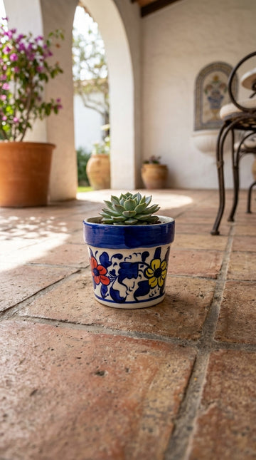 Blue Pottery Flower Pots