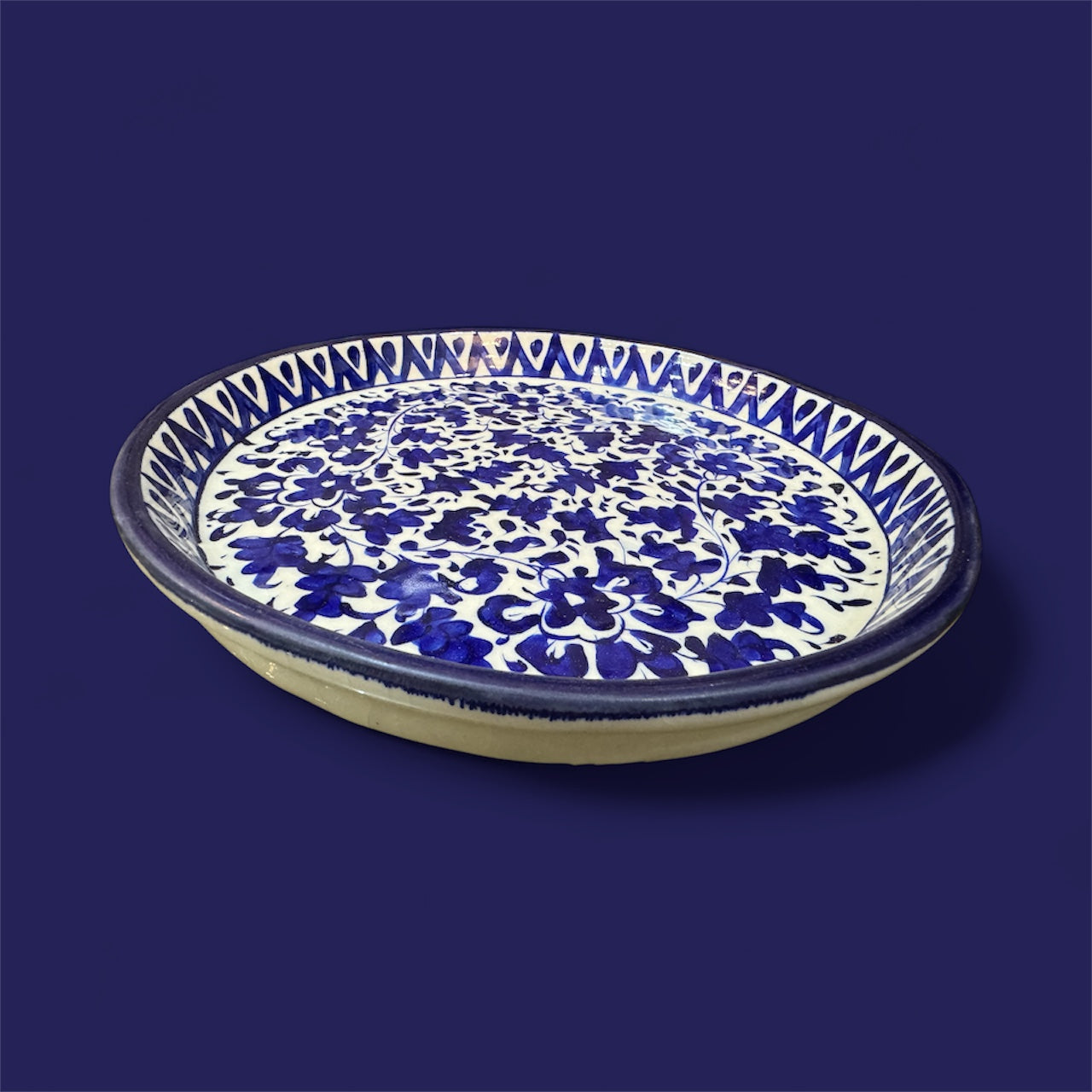 Blue Pottery Deep Round Serving Platter