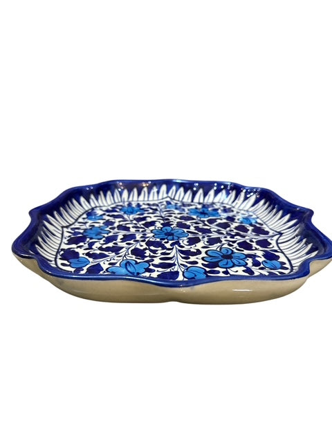 Square Blue Pottery Serving Platter