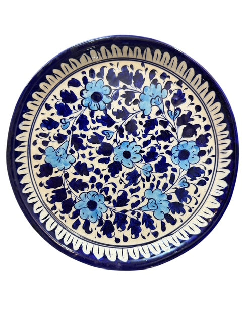 Blue Pottery Small Deep Floral Platter