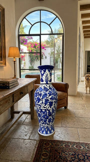 Handcrafted Blue Pottery Long Vase