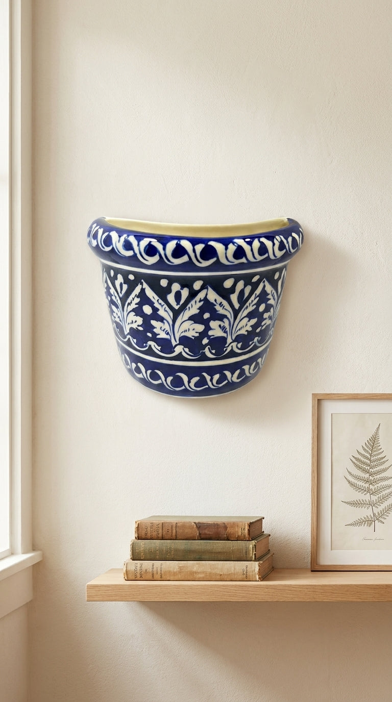 Blue Pottery Wall Planters