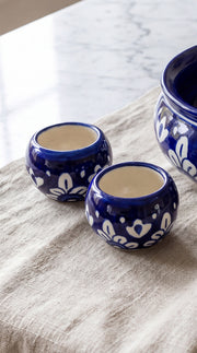 Blue Pottery Candle Pots