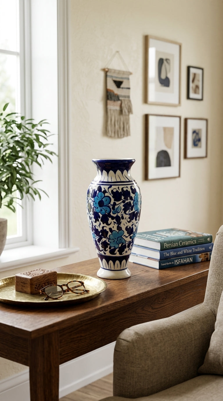 Handcrafted Blue Pottery Flower Vase
