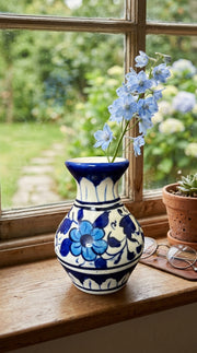 Blue Pottery Floral Mini Bud Vase (set of 2)