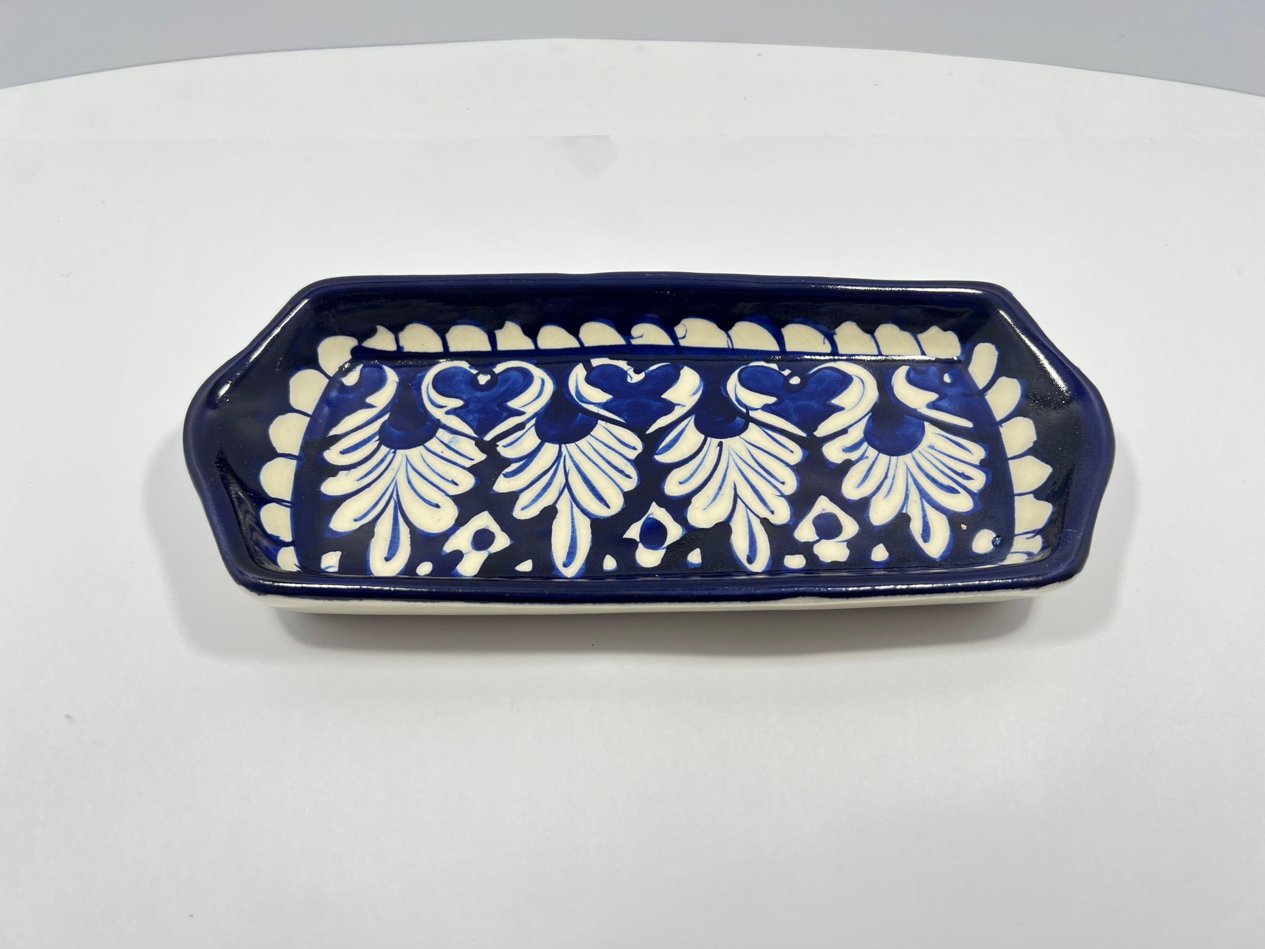 Blue Pottery Rectangular Serving Piece