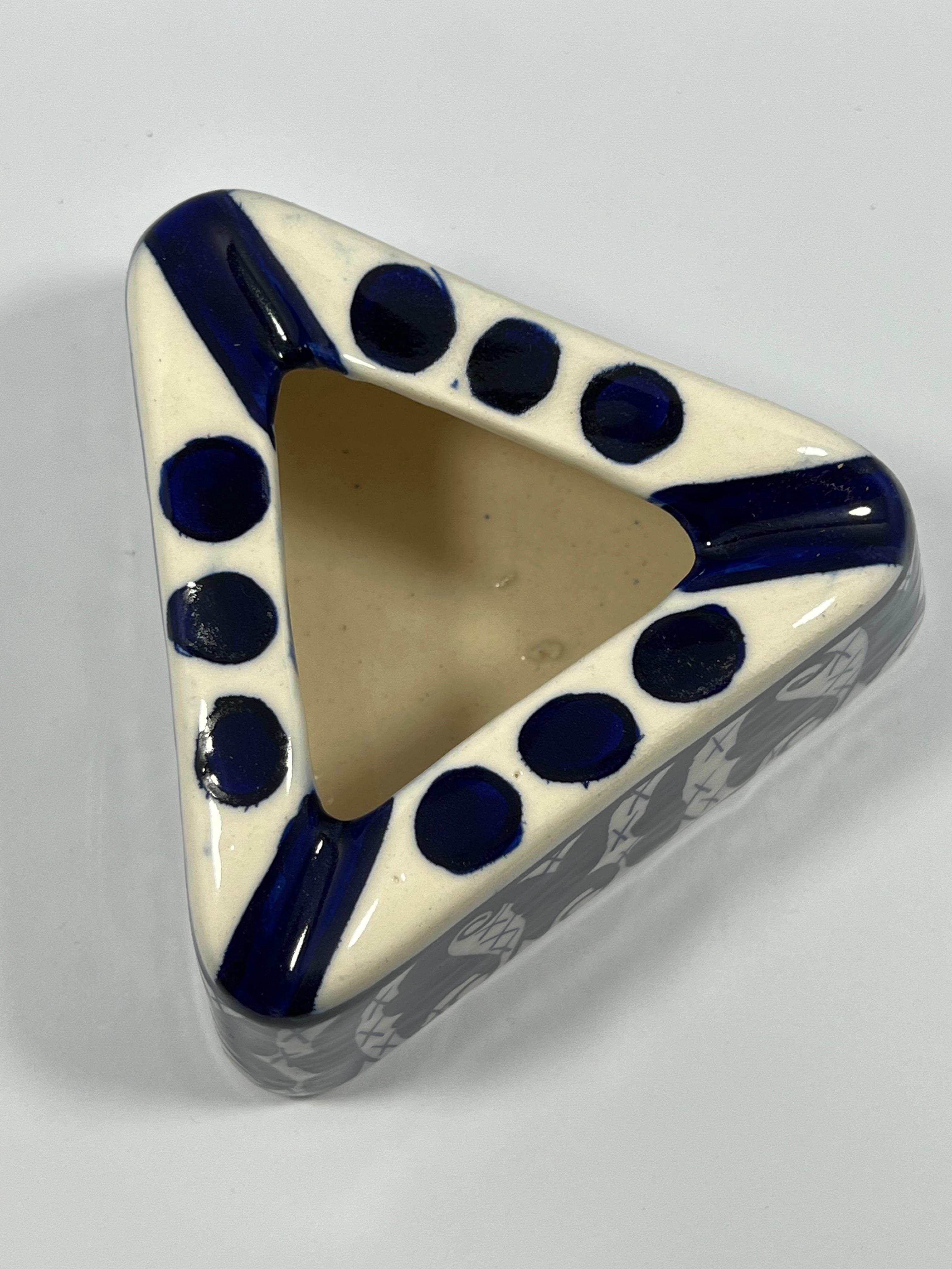 Triangle Ashtray (Blue Pottery)