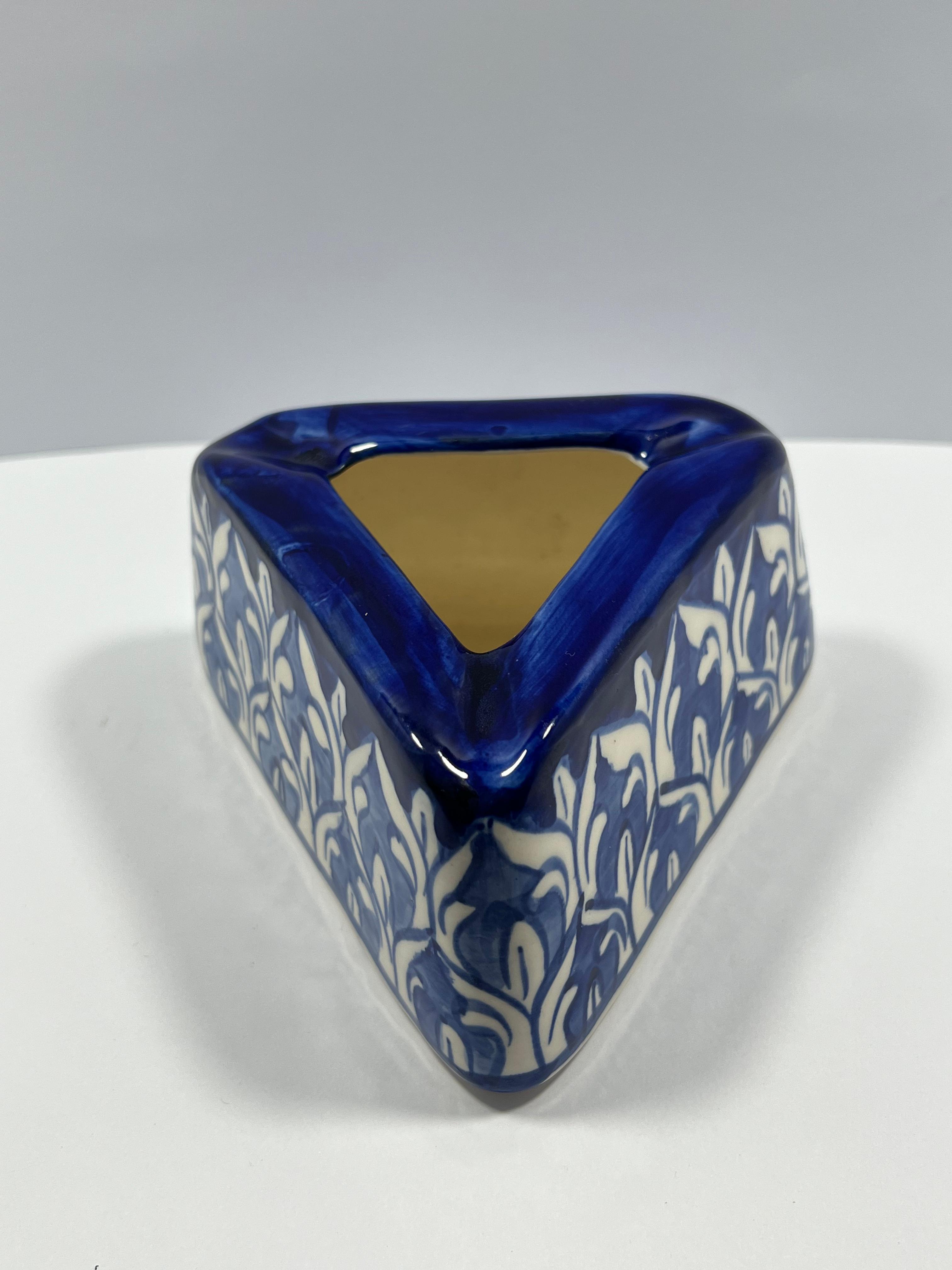 Triangle Ashtray (Blue Pottery)
