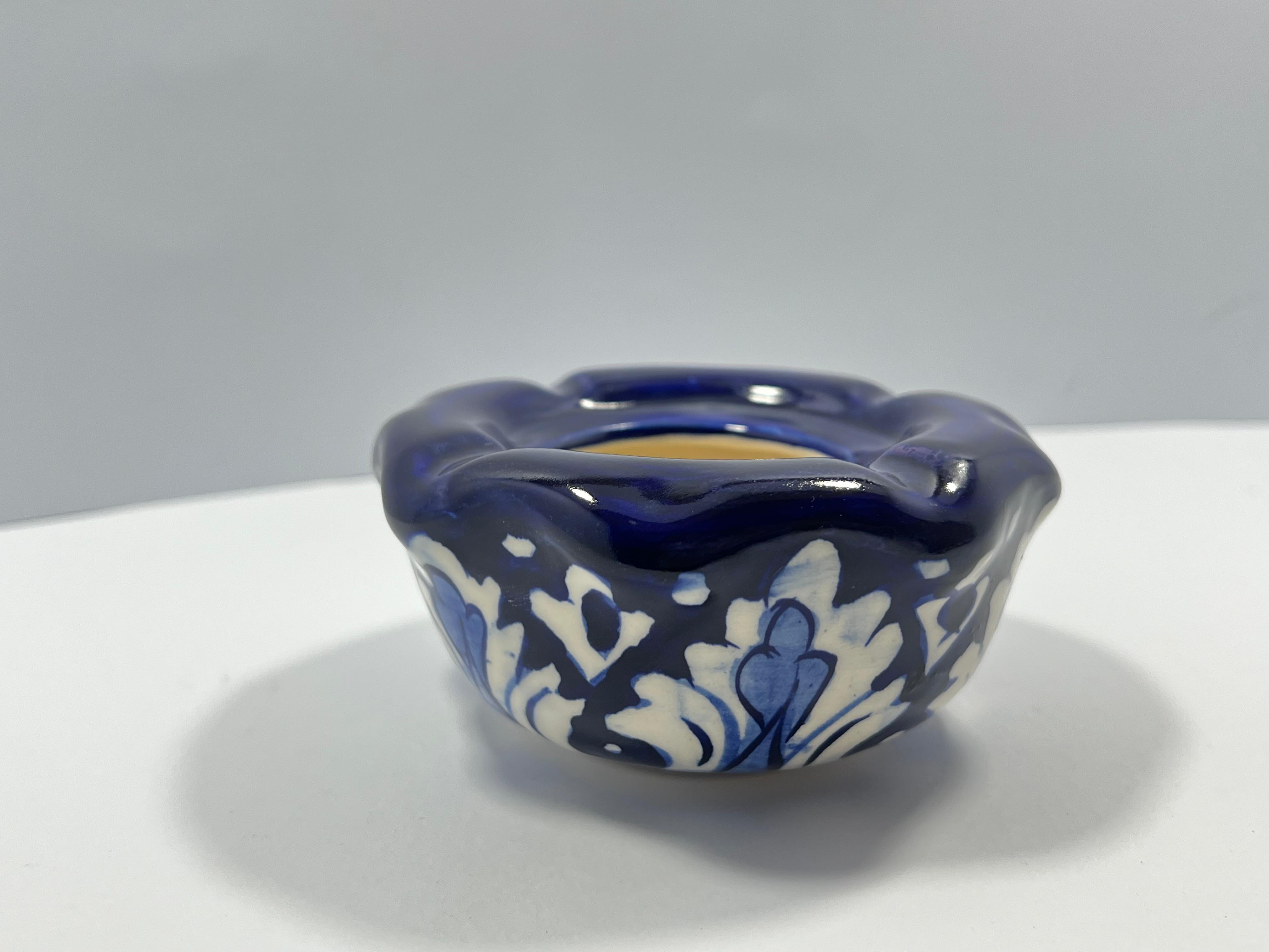 Blue Pottery Round Ashtray