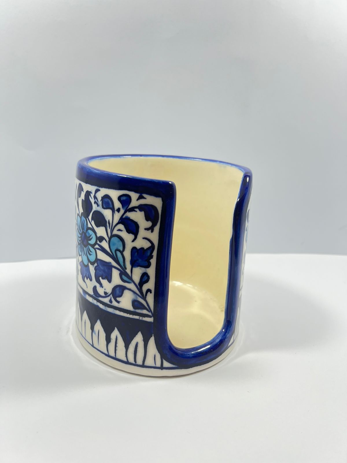 Blue Pottery Tissue Roll Holder