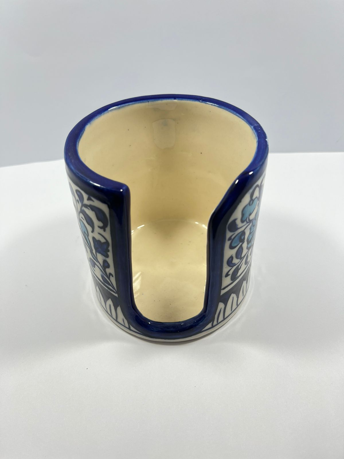 Blue Pottery Tissue Roll Holder