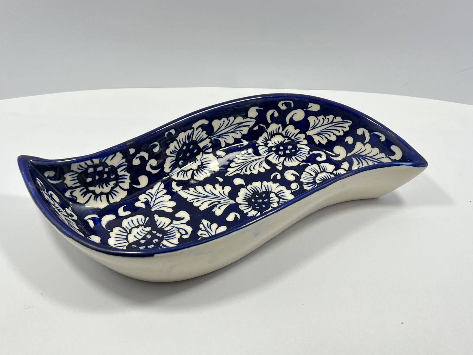 Blue Pottery Curved Trays