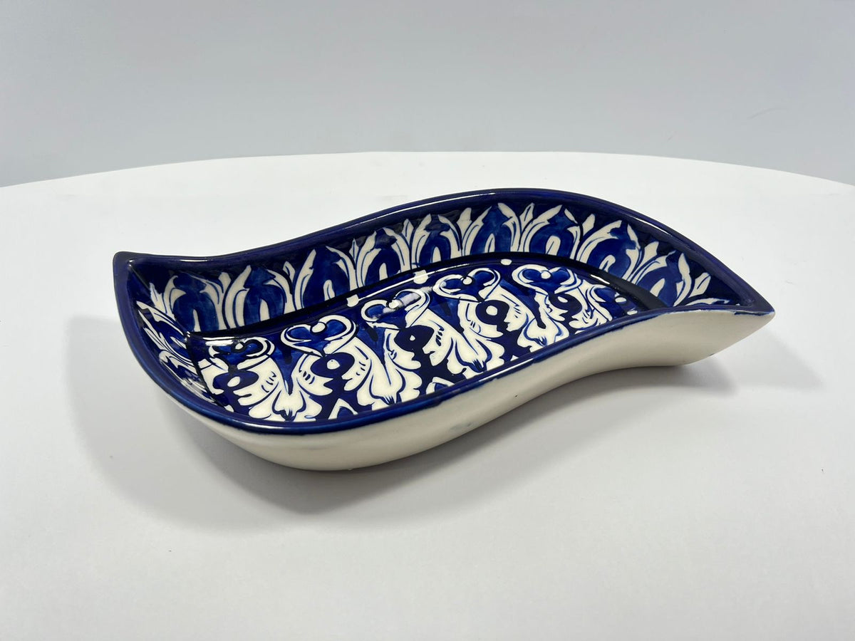 Blue Pottery Curved Trays