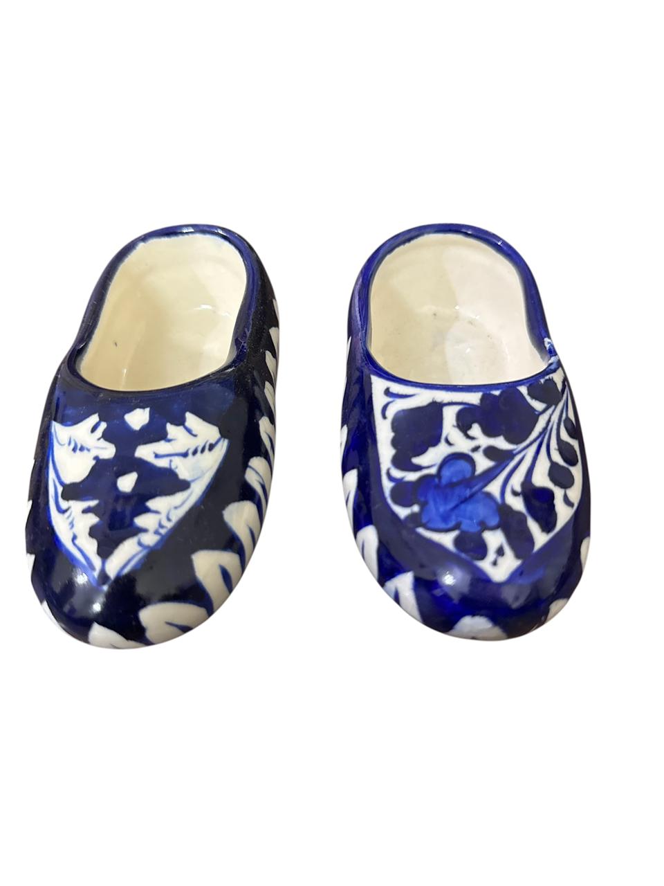 Blue Pottery Shoe Shaped Decor