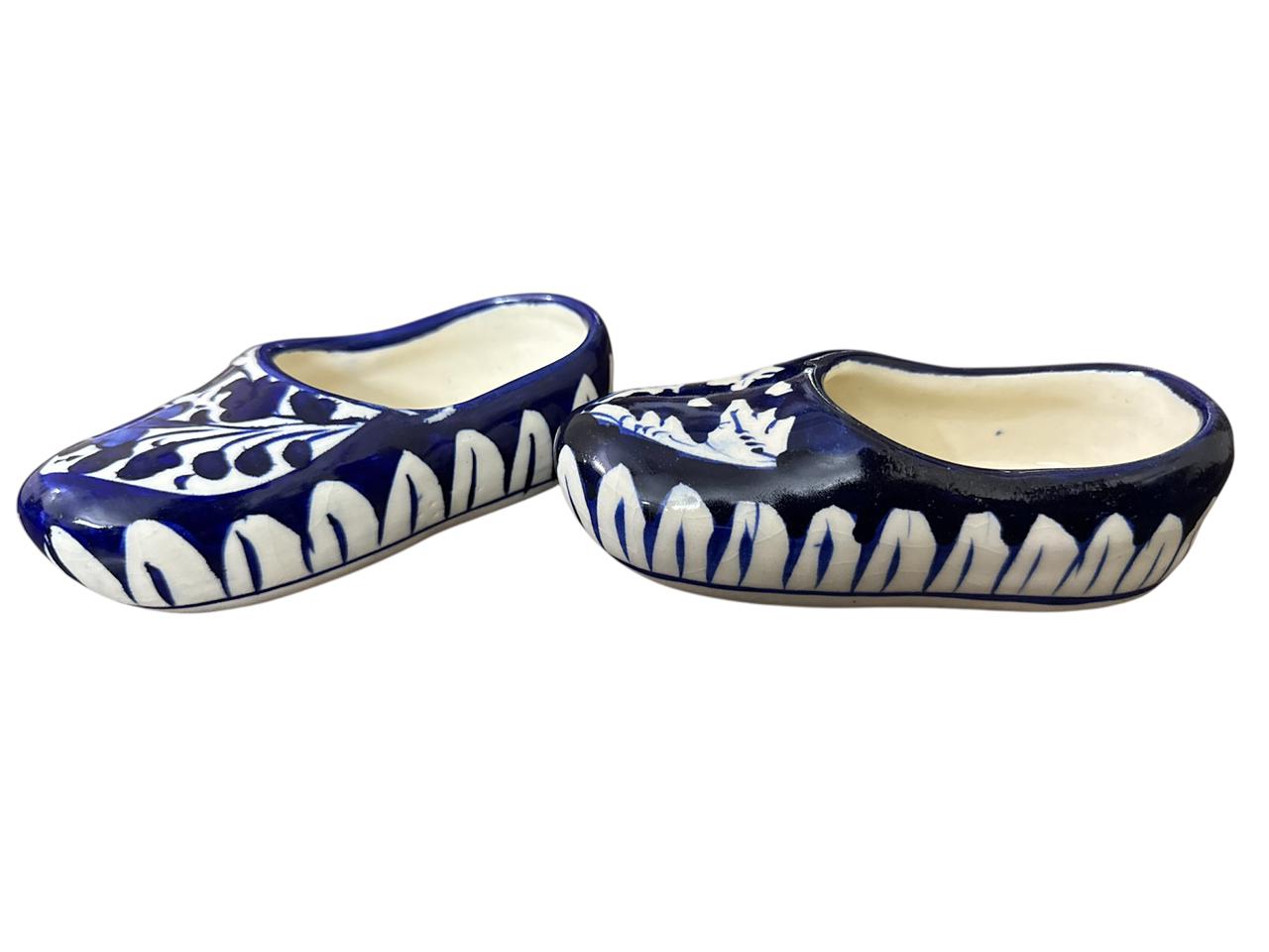 Blue Pottery Shoe Shaped Decor