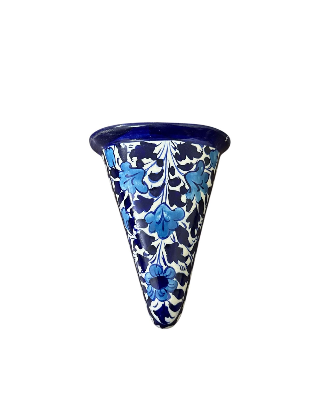 Blue Pottery Cone Shaped Wall Planter