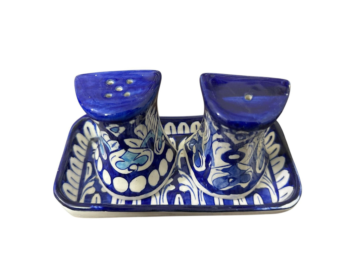 Blue Pottery Salt and Pepper Shaker Set