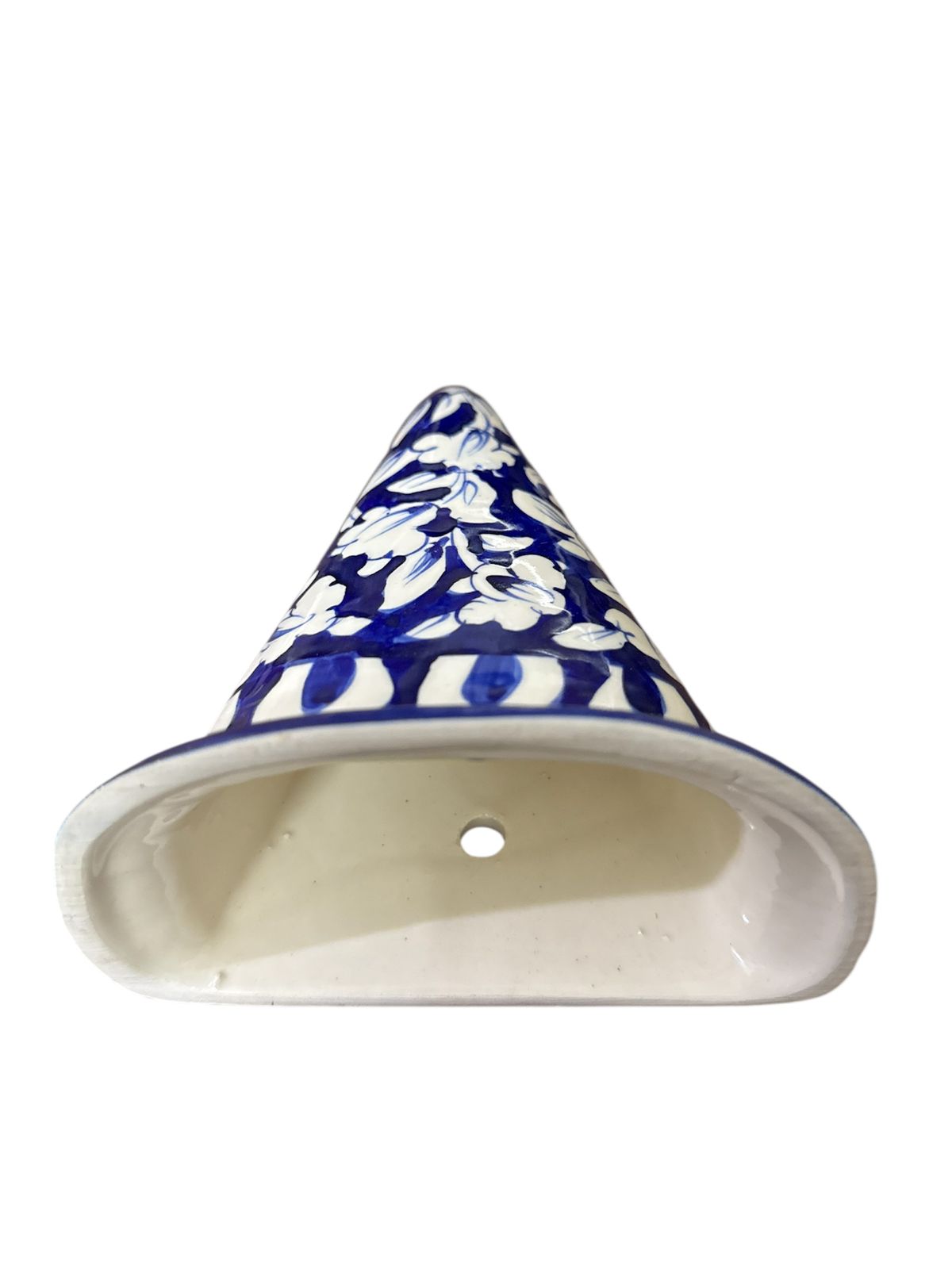 Blue Pottery Cone Shaped Wall Planter