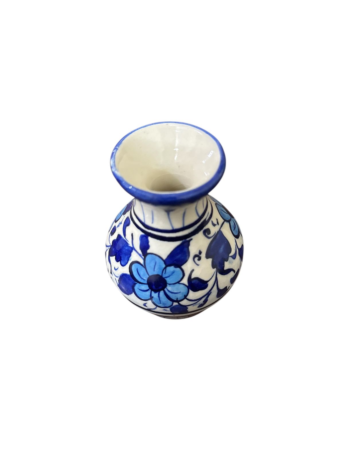 Blue Pottery Floral Mini Bud Vase