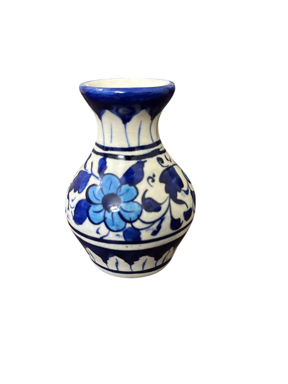 Blue Pottery Floral Mini Bud Vase
