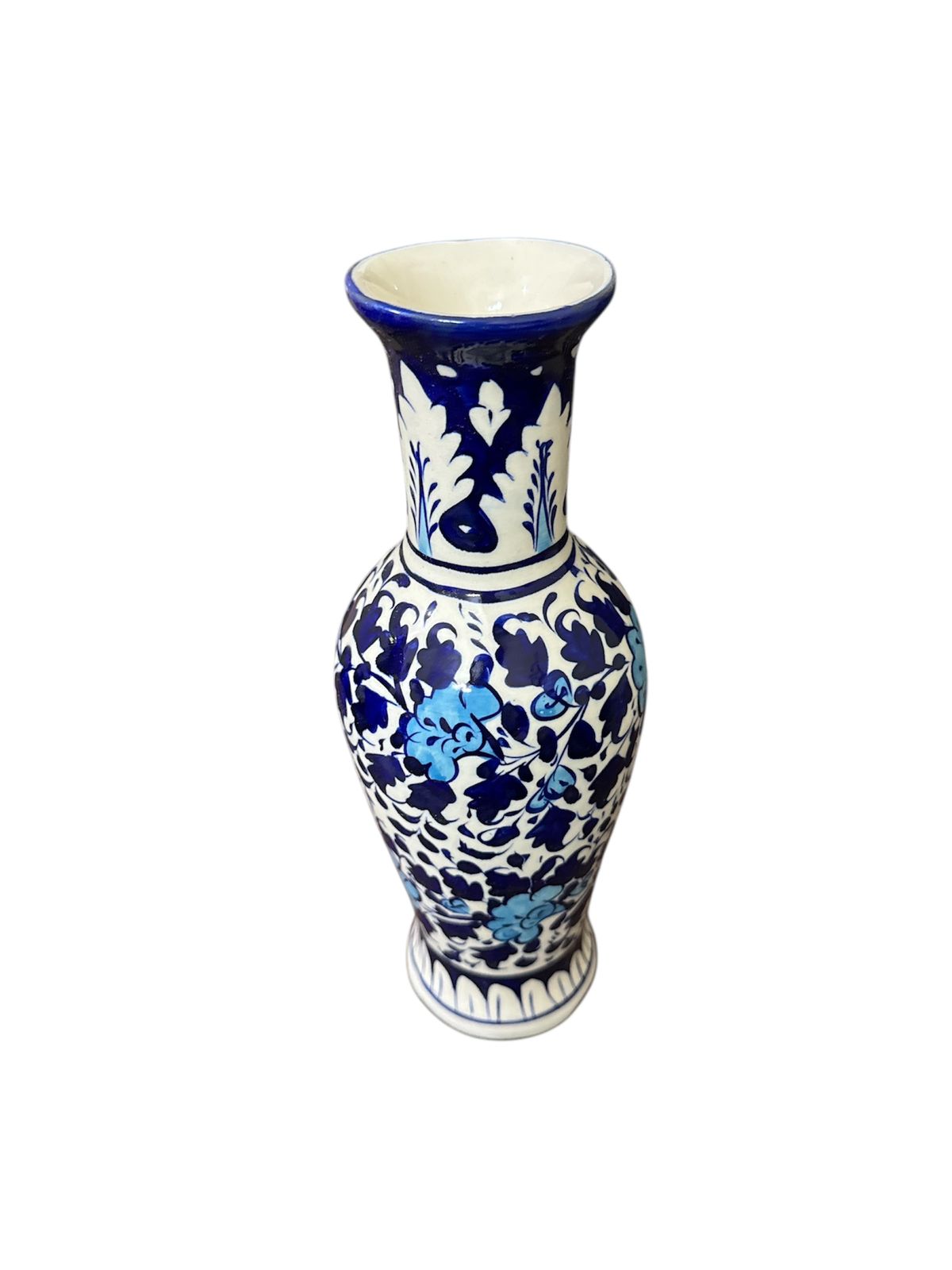 Handcrafted Blue Pottery Long Vase